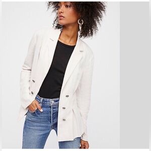 Free People Linen Blend Blazer Jacket Size Medium